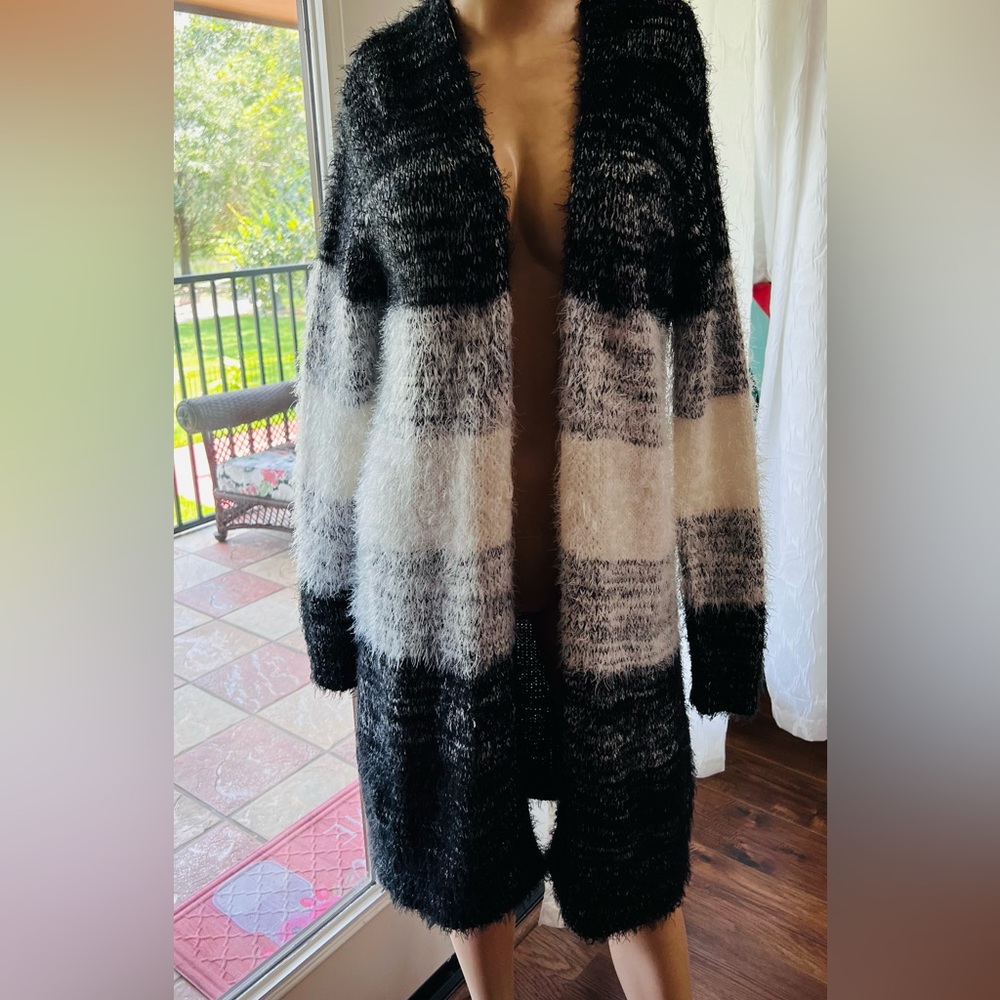 Soft Black and White Cardigan Small